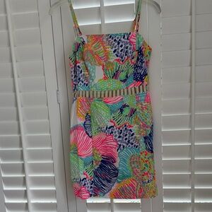 Lilly Pulitzer Ziggy Cut Out Waist Shift Romper in Multi Roar of the Seas